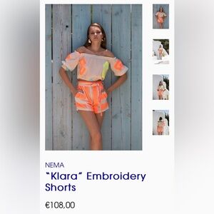 Nema resort wear “Klara” embroidery shorts